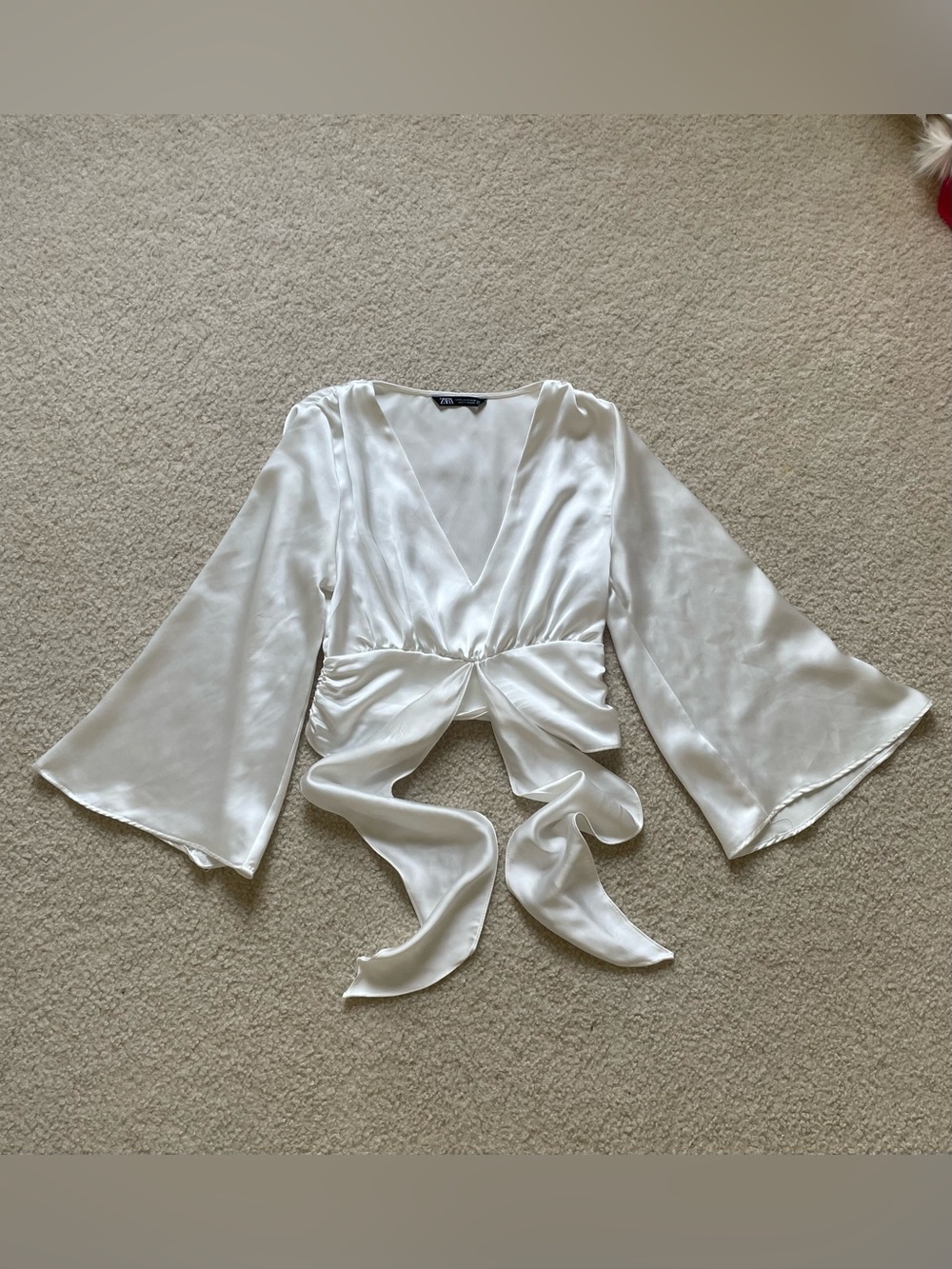 Zara Off-White Satin Blouse